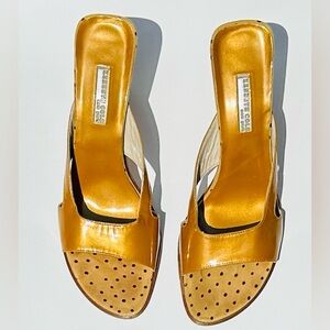 Kenneth Cole Shiny Gold Open-Toe Heels